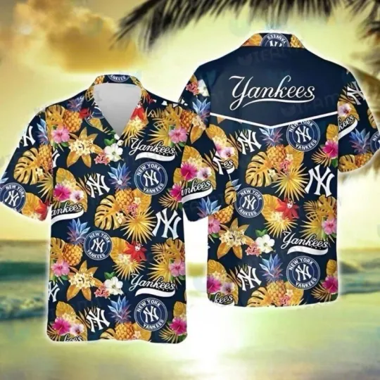 Discover New York Yannkess Sunset Tropics Summer Aloha Unisex Hawaiian Shirt, Gift for Fan