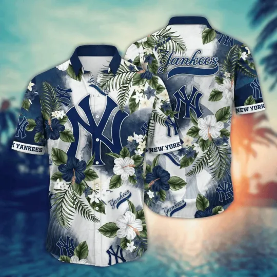 Discover New York Yannkess Jungle Blossom Summer Aloha Unisex Hawaiian Shirt, Gift for Fan