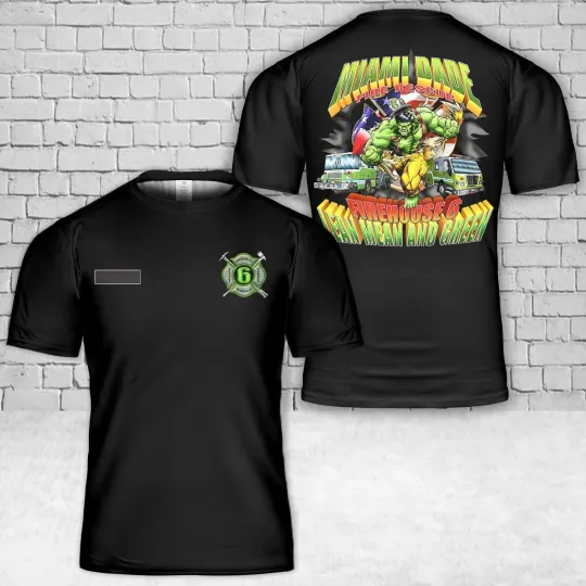 Discover Custom Name Homestead, Florida, Miami Dade Fire Dept Firehouse 6 T-Shirt 3D