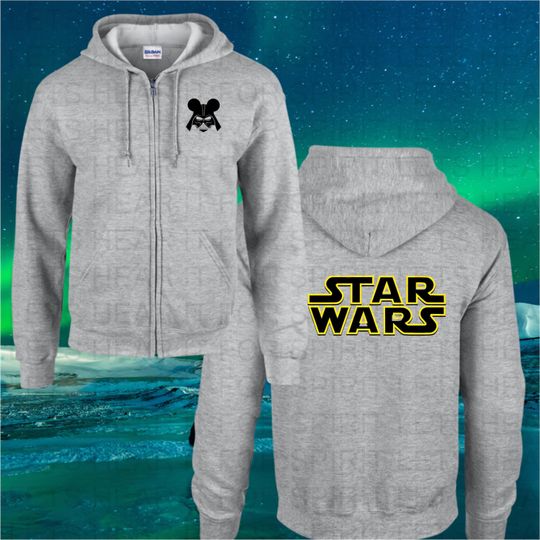 Discover Disney Star Wars Hoodie, Disney Vacation Full Zip Hoodie, Hooded Jacket, Disney Mickey Mouse Star Wars Characters Full Zip, Disney Gift