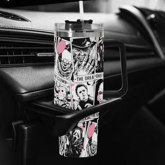 Discover Horror Characters 40oz Stainless Steel Tumbler With Straw Horror Lover Gift For Halloween Horror Movie Mug