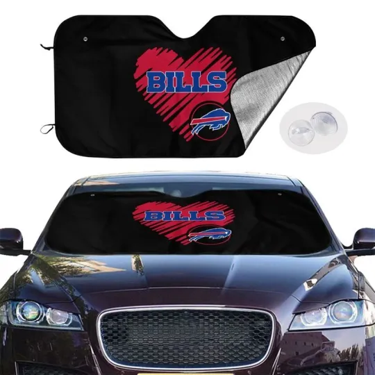 Discover Buffalo Bills Car Windshield Sunshade "Love Style" Black Car Sunshade Heatproof