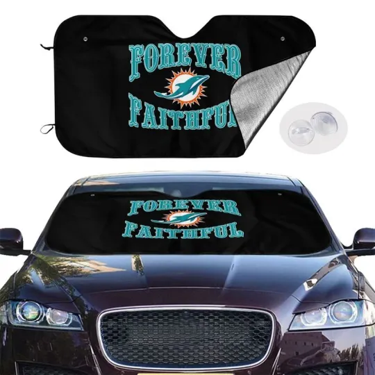 Forever Faithful Miami Dolphins Car Sunshades Heatproof Black Car Sunshade