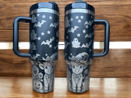 Discover Halloween theme tumbler|Halloween coffee mug|Halloween water bottle|Halloween 40oz cup|Tumbler with bats|Spooky tumbler|Spooky season 40oz