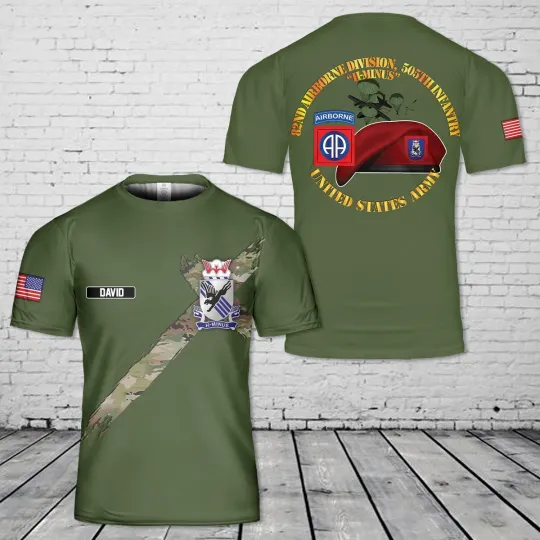 Custom 3D T-Shirt US Army 82nd Airborne Division 505th Parachute Infantry Regiment