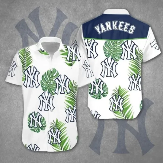 Discover New York Yannkess Hawaiian Shirt Palm Trees Pattern Gift For Beach Trip, Gift for Fan