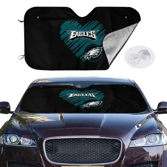 Discover Philadelphia Eagles Car Windshield Sunshade "Love Style" Black Car Sunshade