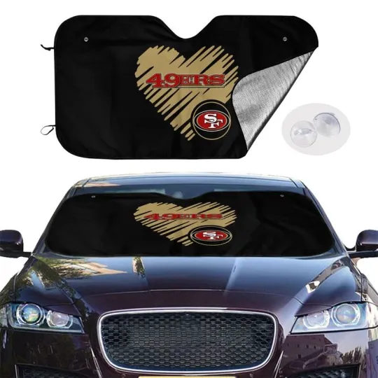 Discover San Francisco 49ers Car Windshield Sunshade "Love Style" Black Car Sunshade