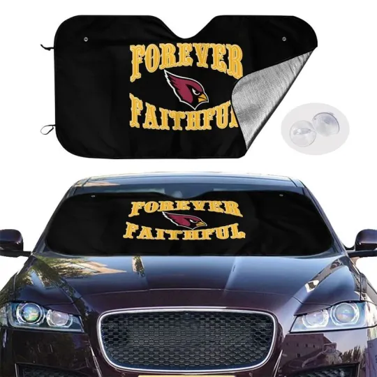 Discover Forever Faithful Arizonna Cardinals Car Sunshades Heatproof Black Car Sunshade