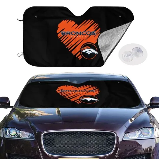 Denver Broncos Car Windshield Sunshade "Love Style" Black Car Sunshade Heatproof