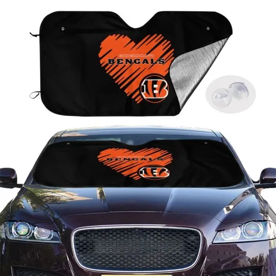 Discover Cincinnati Bengals Car Windshield Sunshade "Love Style" Black Car Sunshade