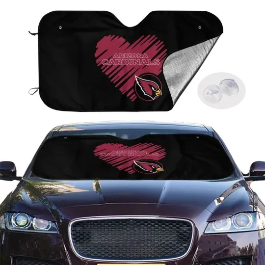 Discover Arizonna Cardinals Car Windshield Sunshade "Love Style" Black Car Sunshade