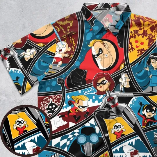 Discover The Incredibles cartoon Hawaiian Button Down Shirt