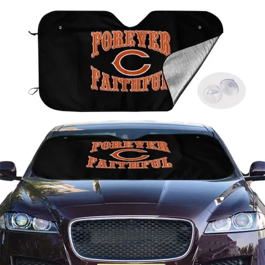 Forever Faithful Chicago Bears Car Sunshades Heatproof Black Car Sunshade