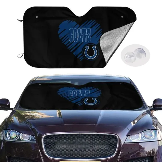 Discover Indianapolis Colts Car Windshield Sunshade "Love Style" Black Car Sunshade