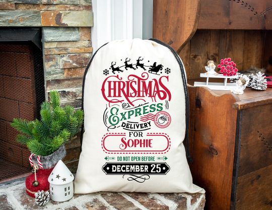 Personalized jumbo Santa bag, oversized Santa sack, Personalized Christmas bag, bag for present, christmas gift, custom Santa sack, Sack Bag