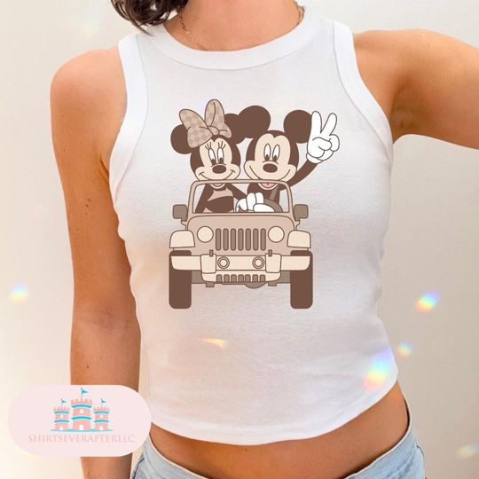 Discover Disney Mickey and Minnie Cropped Tank, Magic kingdom Cropped Tee, Magic Kingdom Shirts, Womens cropped shirt