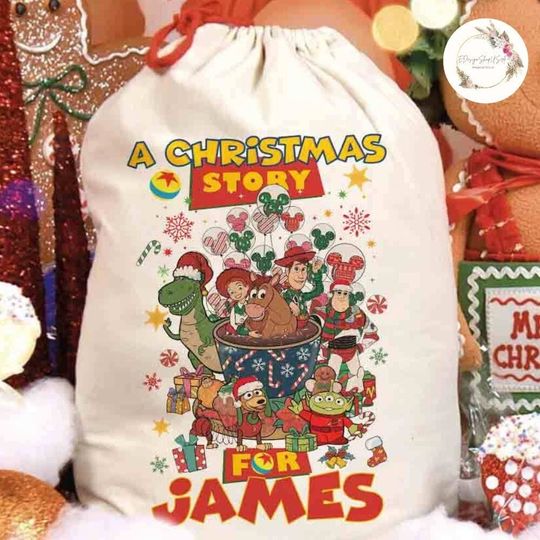 Personalized Disney Pixar Toy Story Christmas Sack, A Christmas Story Santa Sack Keepsake, Disney Family Christmas Bag, Buzz Lightyear