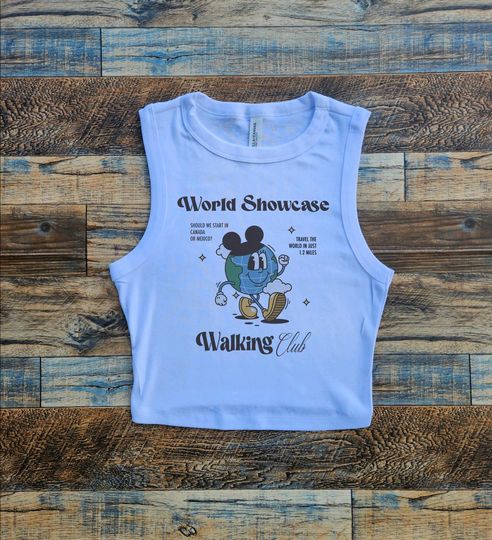World Showcase Earth Crop Tank, EPCOT Walking Crop Tank, Mickey Running Baby Tee, Summer Disney Shirts, 1.2 miles Womens Crop Tops