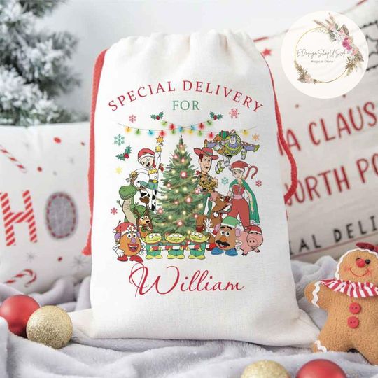 Discover Toy Story Special Delivery For Disney Christmas Sack, Woody Buzz Lightyear Jessie Santa Claus Sack Keepsake, Christmas Gift for kids