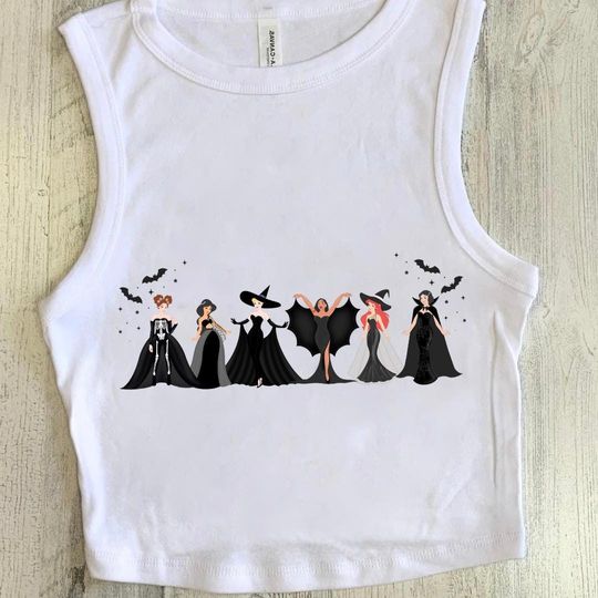 Discover Magical Halloween Princesses Crop Top, Cropped Princess Halloween Tank, Theme Park Cropped Shirt