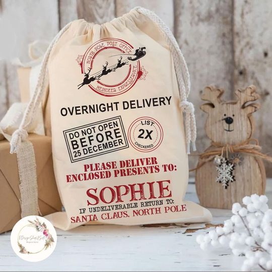 Discover Personalized Christmas Santa Sack, Presents Bag, Special Delivery Christmas Eve Box, Father Christmas Bag, Christmas Present Sack