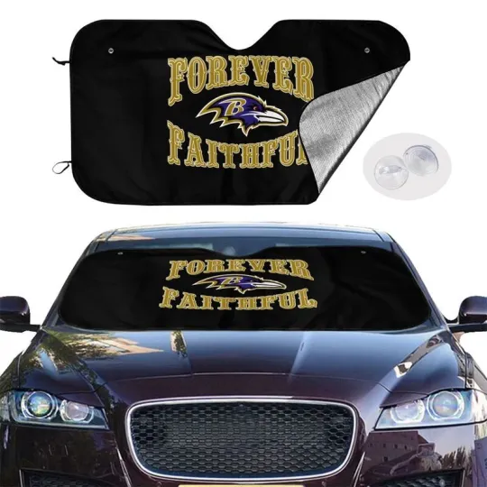 Discover Forever Faithful Baltimore Ravens Car Sunshades Heatproof Black Car Sunshade