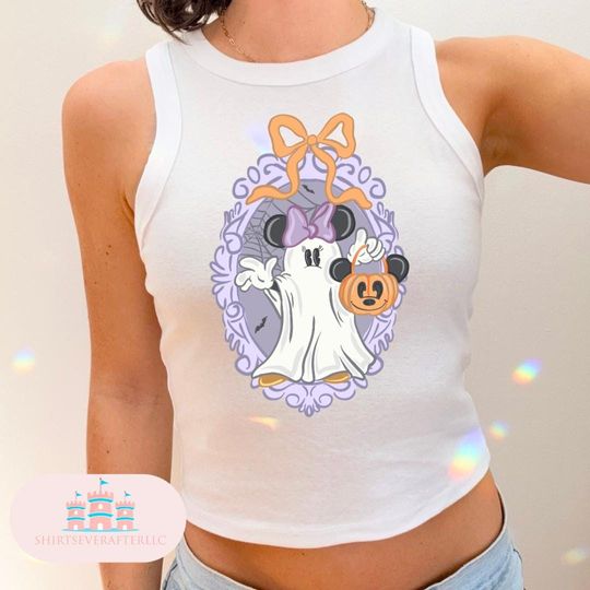 Minnie Mouse Ghost Cropped Tank, Magic kingdom Cropped Tee, Magic Kingdom Shirts, Womens cropped shirt