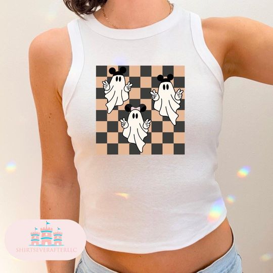 Discover Mickey Mouse Ghost Cropped Tank, Magic kingdom Cropped Tee, Magic Kingdom Shirts, Womens cropped shirt