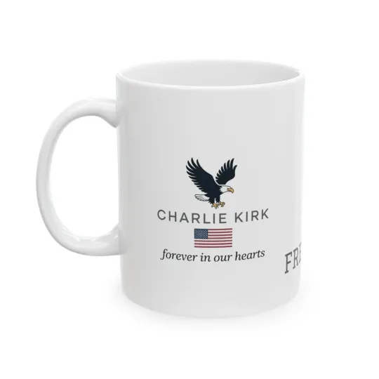 Discover Ceramic Mug 11oz Charlie Kirk Freedom White