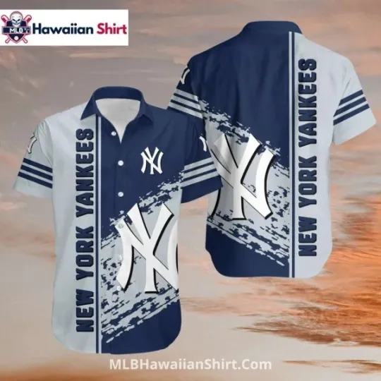 Discover Bold Split Design NY Yankees Hawaiian Shirt For Summer