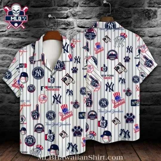 Discover Pinstripe Play NY Yankees Hawaiian Shirt – Vintage Baseball Iconography