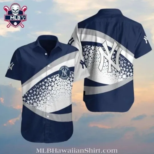 Discover Modern Stripes And Stars NY Yannkess Hawaiian Shirt – Dynamic Navy And White, Gift for Fan