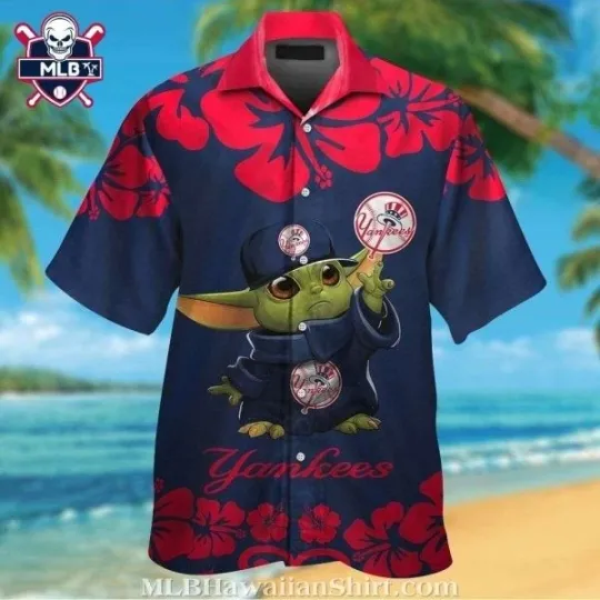 Discover Baby Yoda And Vibrant Hibiscus Blossoms NY Yannkess Hawaiian Shirt, Gift for Fan