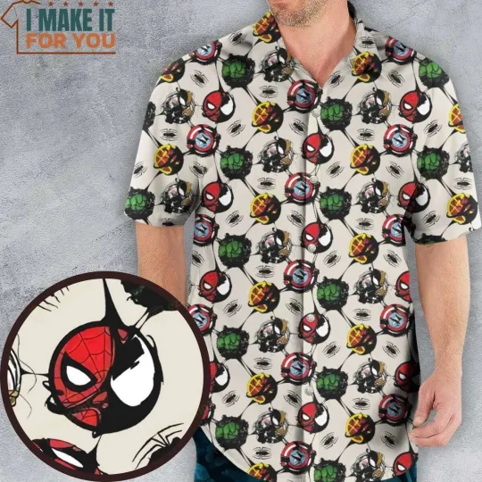 Spider Venom Pattern Hawaiian Shirt, Cool Hawaiian Shirt for Men