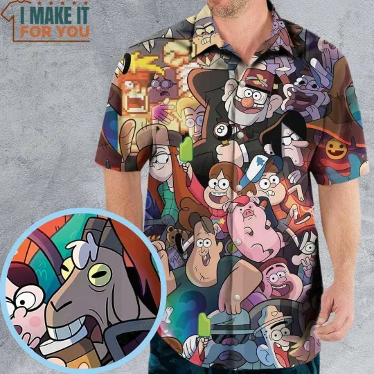 Gravity Falls Characters Pattern Hawaiian Shirt, Fun and Stylish Hawaiian Shirts