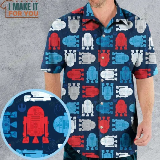 R2-D2 Star Wars 4th of July Pattern Hawaiian Shirt