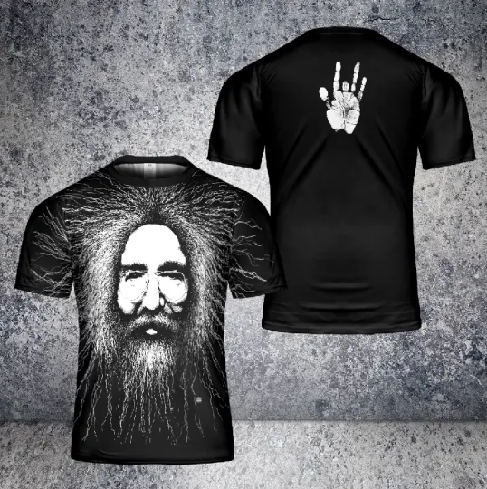 Vintage 1993 Jerry Garcia Big Face Black AOP 3D T-Shirt