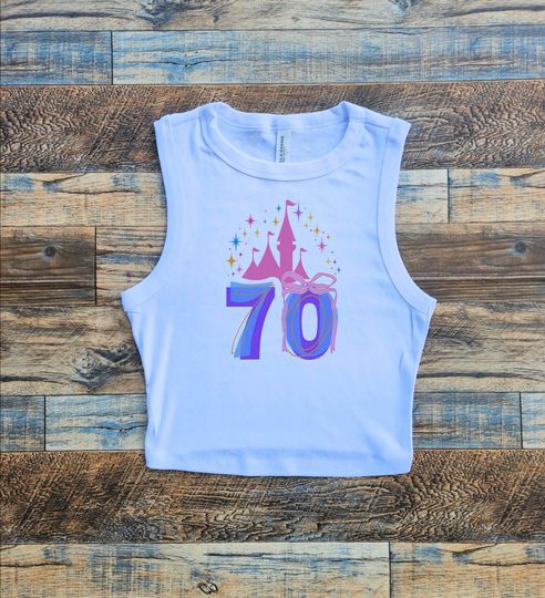 Discover 70th Disneyland Baby Tee, Castle Bow Crop Tank, 70th Anniversary Disney, Cute Disney girls tshirt, Celebration top, Youth Disneyland Resort