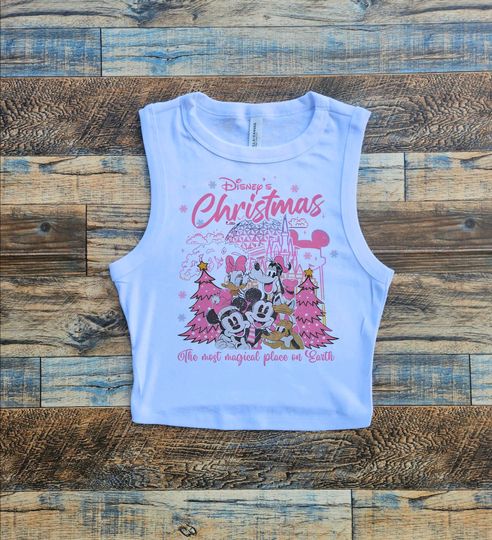 Discover Pink Christmas Disney, Tree Baby Tee Mickey, Magic Kingdom crop tank, Disney Christmas Holiday, Trees Mickey Friends Tshirt
