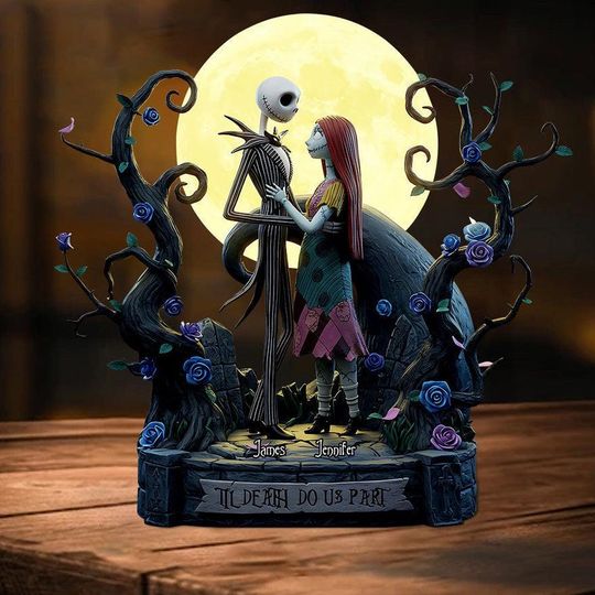 Personalized Jack & Sally Acrylic Plaque   Nightmare Before Christmas Skeleton Couple Gift, Gothic Anniversary