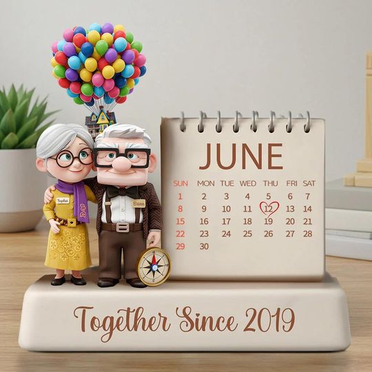 Personalized Carl Ellie Couple Acrylic Plaque, together Since Anniversary Flat Sign, Custom Date Calendar Decor Plate Gift