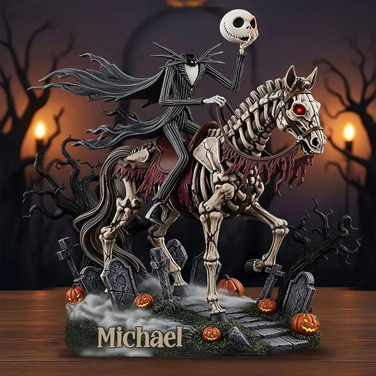 Discover Personalized Headless Knight Acrylic Plaque, Halloween Skeleton Nightmare Crystal Plaque, Gothic Jack Plaque, Halloween Gift