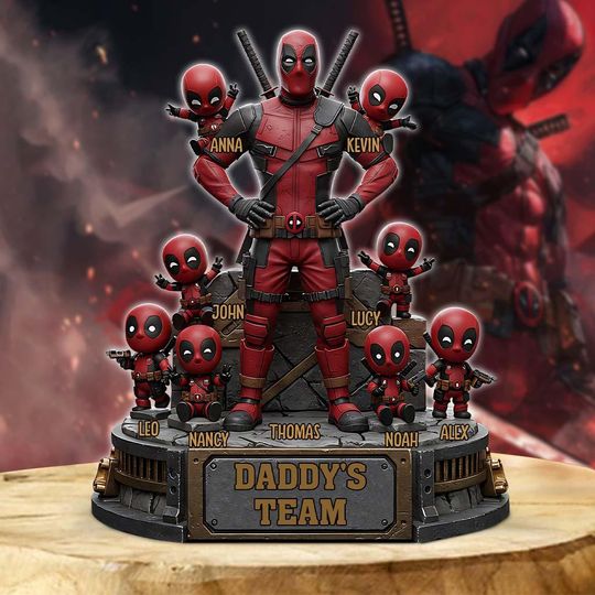 Personalized Superhero Dad Acrylic Plaque, Funny Dadpool Flat Desk Plaque Gift for Father's Day, Universe Hero Movie Fan Decor