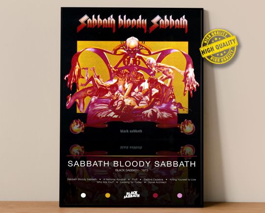 Discover Black Sabbath Poster | Sabbath Bloody Sabbath Poster | Album Poster Prints | Wall Decor Posters | Album Cover | Metal Music Poster