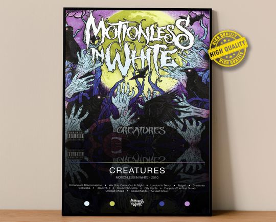 Discover Motionless In White Poster | Creatures Poster | Album Poster Print | Wall Decor Poster | Album Cover | Metal Music Poster