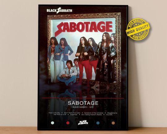 Discover Black Sabbath Poster | Sabotage Poster | Album Poster Prints | Wall Decor Posters | Album Cover | Metal Music Poster