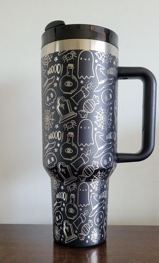 Discover Halloween, ghosts, spiders, Boo 40oz Double Wall Insulated Tumbler with Handles Gift