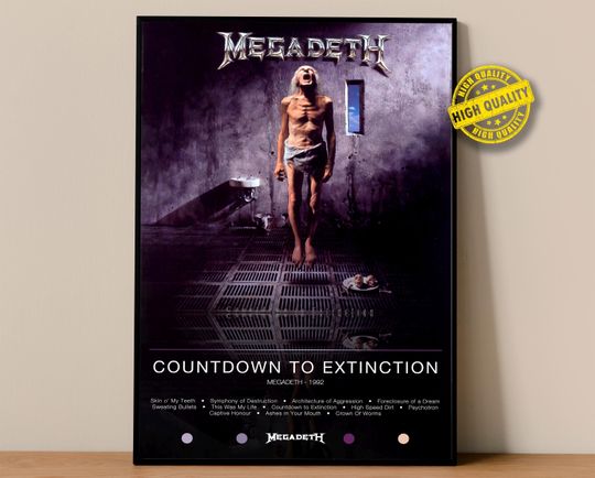 Megadeth Poster | Countdown To Extinction Poster | Album Poster Prints