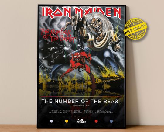 Discover Iron Maiden Poster | The Number Of The Beast Poster | Album Poster Prints | Wall Decor Posters | Album Cover | Metal Music Poster